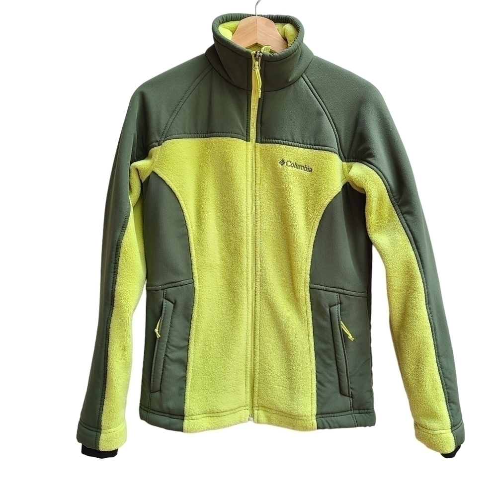 Columbia Zip Up Fleece Jacket, Two Toned Green, Women's Medium
